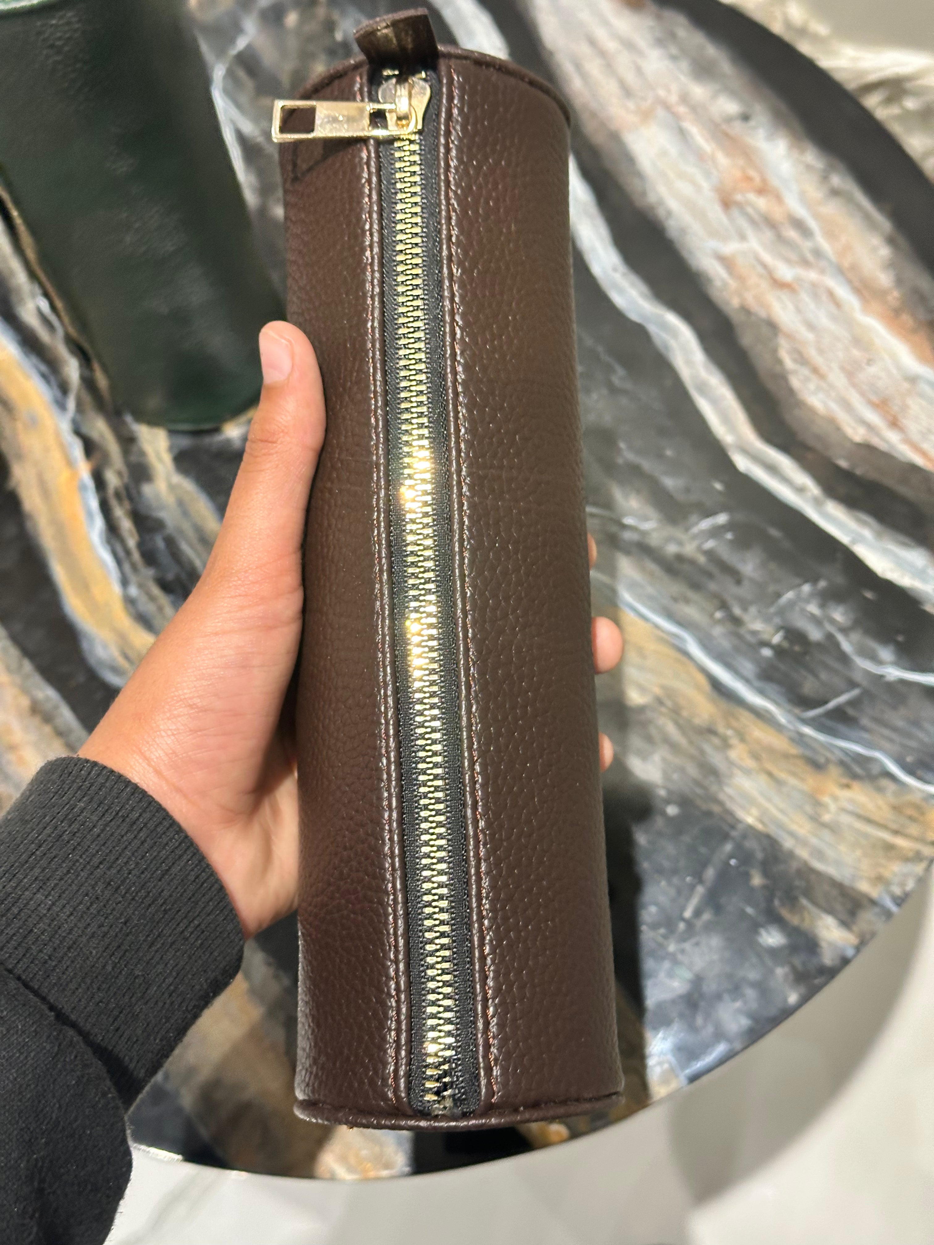 Brown Geometry Pouch